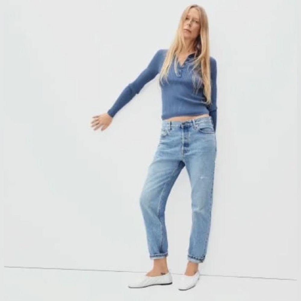 Everlane The Boyfriend Slouch Jean Distressed Blue Sz 27